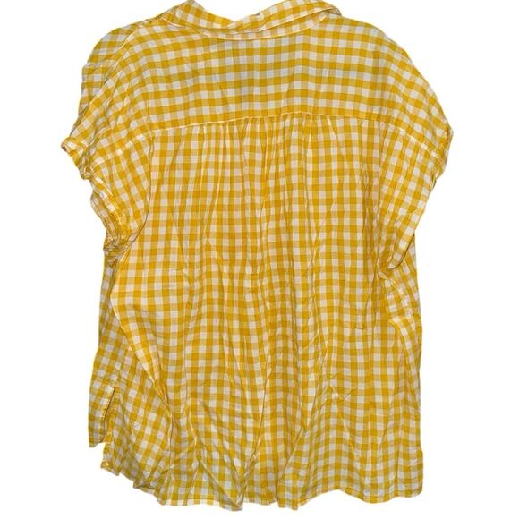 Button-Front Gingham Shirt for Women old navy yellow and white summer top XXL - Picture 4 of 4